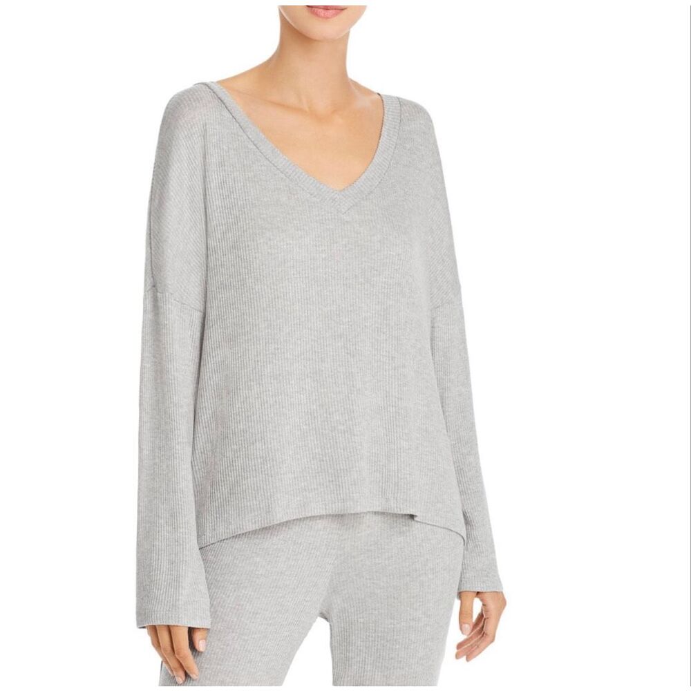 Eberjey Elon V Neck Pullover Heather Grey size small NWT